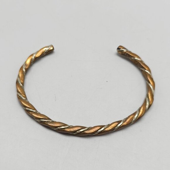 Twisted Copper Silver Open Cuff Bracelet By Sergio Lub - Picture 2 of 6